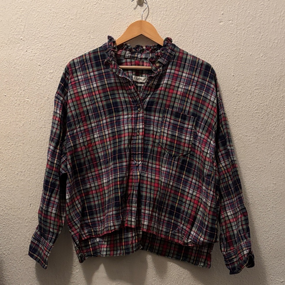 Plaid Ruffle Flannel Shirt